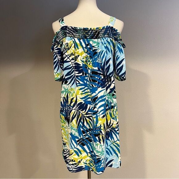 Rose & Olive Tropical Print Off-Shoulder mini Dress size medium - Picture 6 of 13